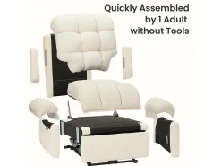 Poltrona de relaxamento elétrico com apoio de pé e USB, veludo de pelúcia, cadeira de lazer ajustável, anti-estática, 96x97x104cm, Bege