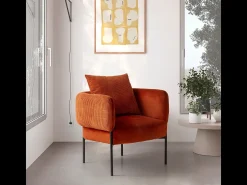 Poltrona de veludo com pernas de metal 70x61 h72 cm