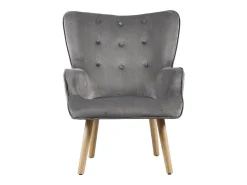 Poltrona de veludo estilo escandinavo "Odense" - 73 x 81 x 92,5 cm - 1 lugar - Cinza