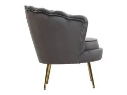 Poltrona de veludo "Floria" - 75 x 68 x 77,5 cm - Cinza