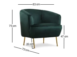 Poltrona de veludo verde DAVIS - Pés dourados - Confortável e elegante