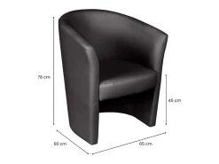 Poltrona Dpanett, Poltrona de sala, Assento acolchoado, Cadeira com braços em couro ecológico, 64x63h76 cm, Preto