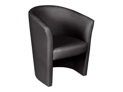 Poltrona Dpanett, Poltrona de sala, Assento acolchoado, Cadeira com braços em couro ecológico, 64x63h76 cm, Preto