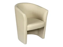 Poltrona Dpanett, Poltrona de sala, Assento acolchoado, Cadeira com braços em couro ecológico, 64x63h76 cm, Bege