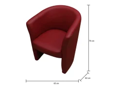 Poltrona Dpanett, Poltrona de sala, Assento acolchoado, Cadeira com braços em couro ecológico, 64x63h76 cm, Vermelho