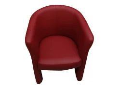 Poltrona Dpanett, Poltrona de sala, Assento acolchoado, Cadeira com braços em couro ecológico, 64x63h76 cm, Vermelho