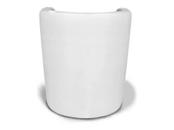Poltrona Dpanett, Poltrona de sala, Assento acolchoado, Cadeira com braços em couro ecológico, 64x63h76 cm, Branco
