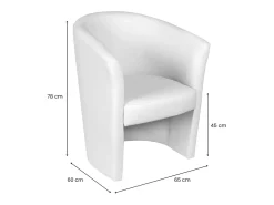 Poltrona Dpanett, Poltrona de sala, Assento acolchoado, Cadeira com braços em couro ecológico, 64x63h76 cm, Branco