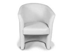 Poltrona Dpanett, Poltrona de sala, Assento acolchoado, Cadeira com braços em couro ecológico, 64x63h76 cm, Branco