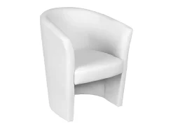Poltrona Dpanett, Poltrona de sala, Assento acolchoado, Cadeira com braços em couro ecológico, 64x63h76 cm, Branco