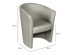Poltrona Dpanett, Poltrona de sala, Assento acolchoado, Cadeira com braços em couro ecológico, 64x63h76 cm, Cinza