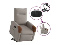 Poltrona elevatória de massagens tecido cinzento-acastanhado SHL508192