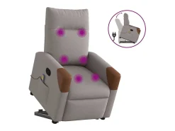 Poltrona elevatória de massagens tecido cinzento-acastanhado SHL508192