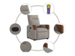 Poltrona elevatória de massagens tecido cinzento-acastanhado SHL508192