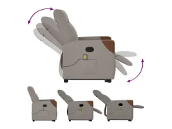 Poltrona elevatória de massagens tecido cinzento-acastanhado SHL508192