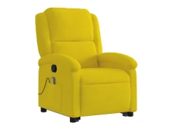 Poltrona elevatória de massagens veludo amarelo SHL701237