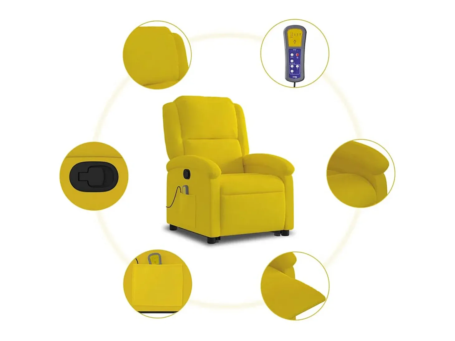 Poltrona elevatória de massagens veludo amarelo SHL701237