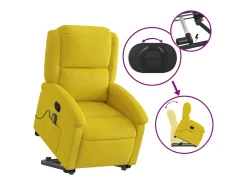 Poltrona elevatória de massagens veludo amarelo SHL701237