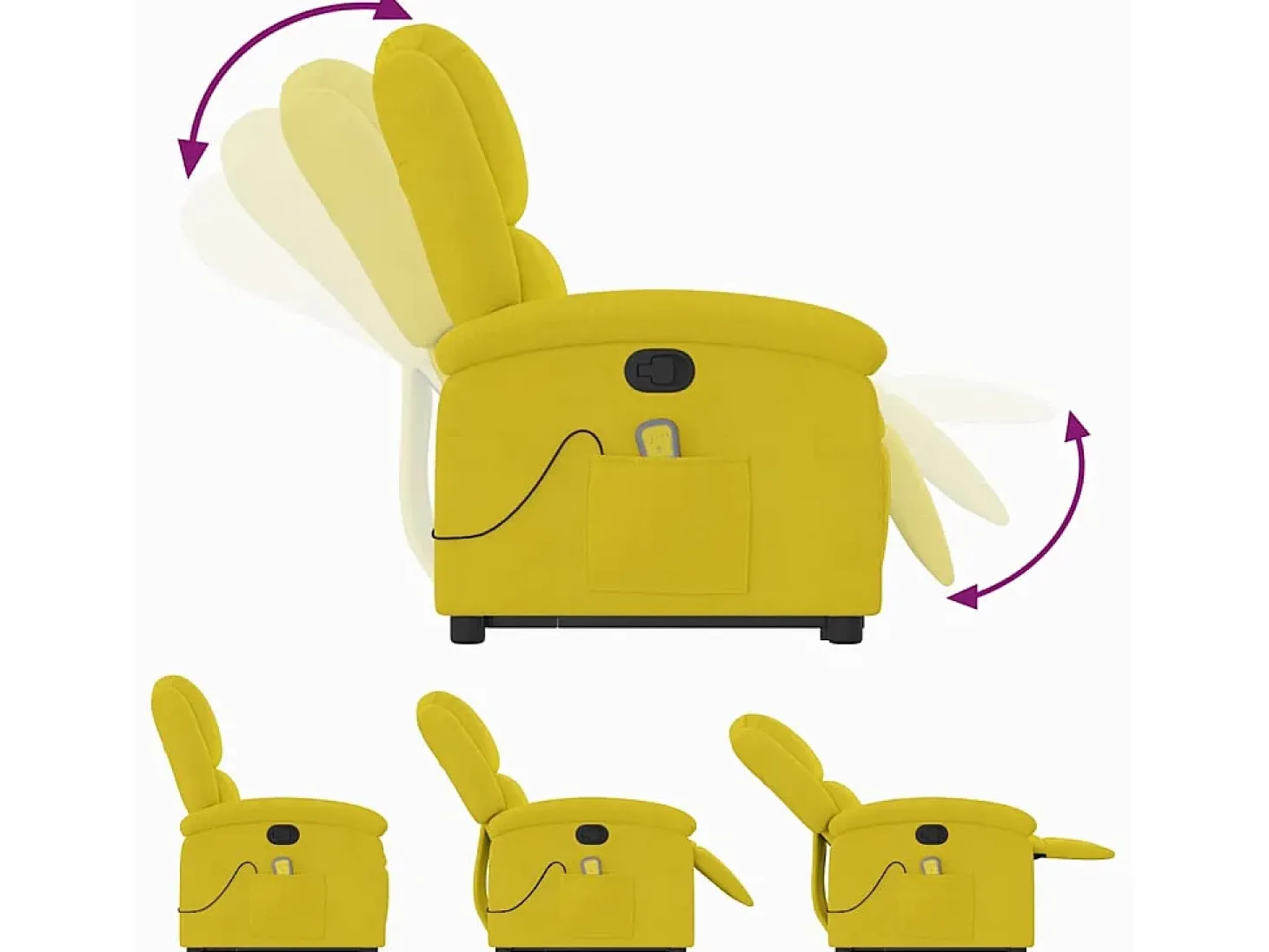 Poltrona elevatória de massagens veludo amarelo SHL701237