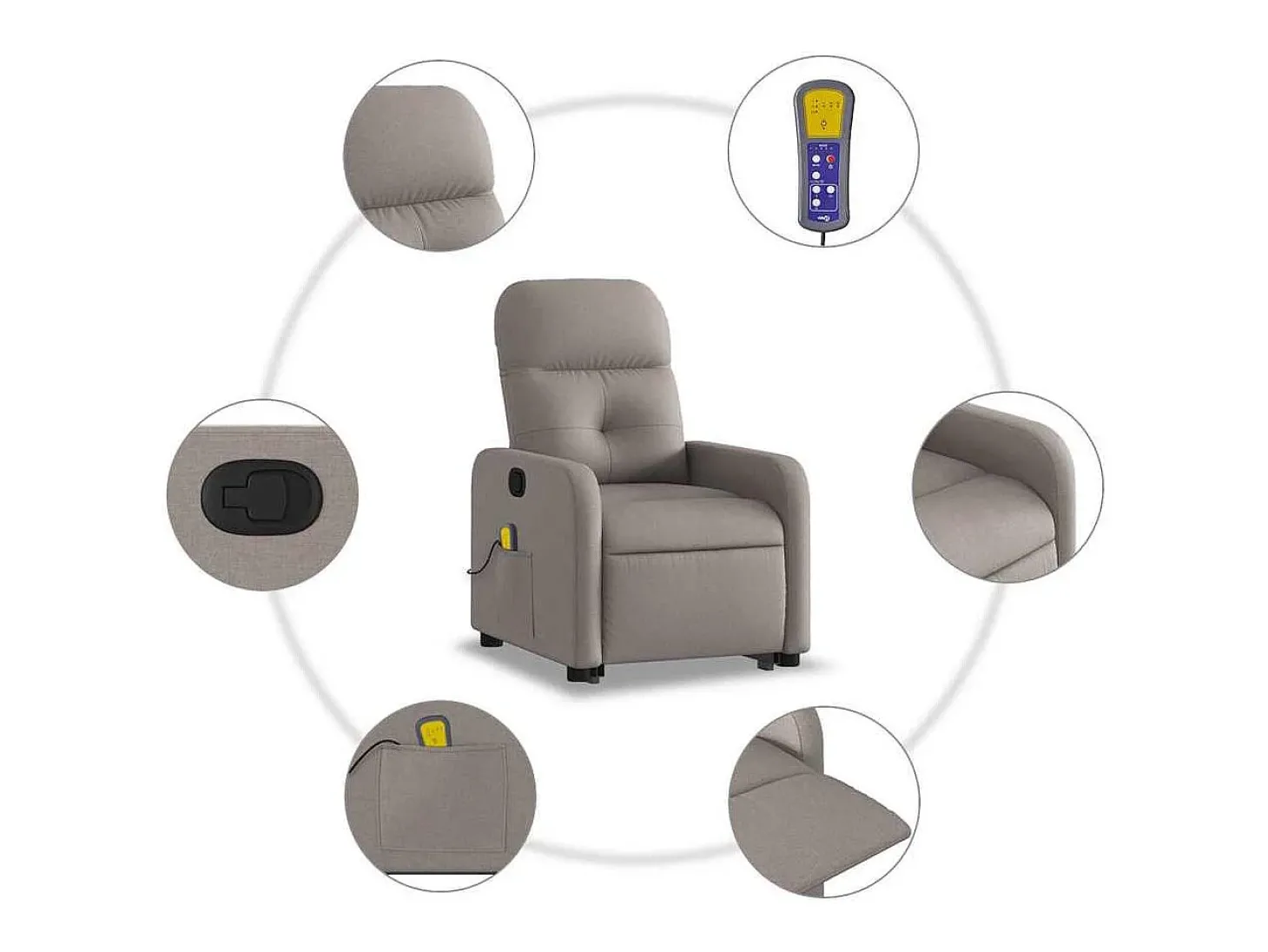 Poltrona elevatória de massagens tecido cinzento-acastanhado SHL509266
