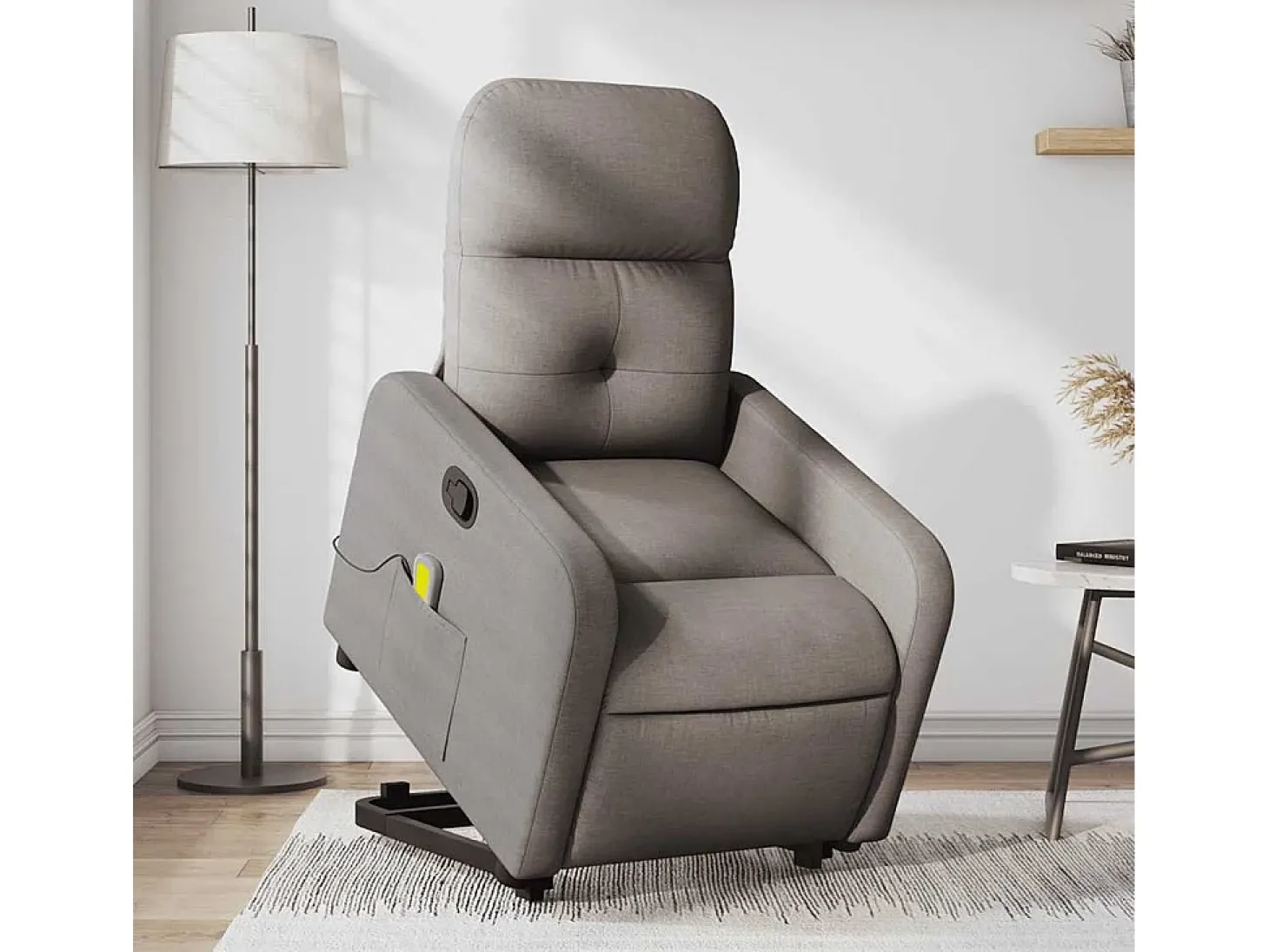 Poltrona elevatória de massagens tecido cinzento-acastanhado SHL509266