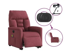 Poltrona elevatória de massagens elétrica tecido vermelho tinto SHL697197