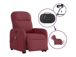 Poltrona elevatória de massagens elétrica tecido vermelho tinto SHL31113