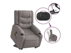 Poltrona elevatória de massagens tecido cinzento-acastanhado SHL189226