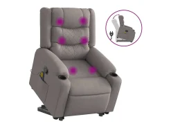 Poltrona elevatória de massagens tecido cinzento-acastanhado SHL189226