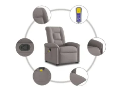 Poltrona elevatória de massagens tecido cinzento-acastanhado SHL154010