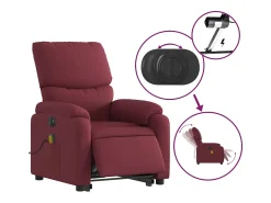 Poltrona elevatória de massagens elétrica tecido vermelho tinto SHL352321