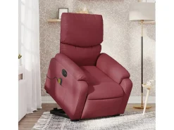 Poltrona elevatória de massagens elétrica tecido vermelho tinto SHL352321