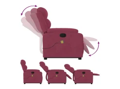 Poltrona elevatória de massagens veludo vermelho tinto SHL212627