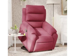 Poltrona elevatória de massagens veludo vermelho tinto SHL212627