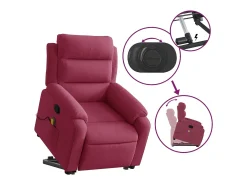 Poltrona elevatória de massagens veludo vermelho tinto SHL212627