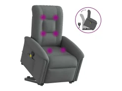 Poltrona elevatória de massagens tecido cinzento-escuro SHL251803