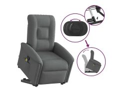 Poltrona elevatória de massagens tecido cinzento-escuro SHL251803