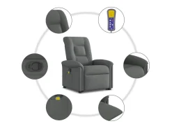 Poltrona elevatória de massagens tecido cinzento-escuro SHL251803