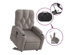 Poltrona elevatória de massagens tecido cinzento-acastanhado SHL539195