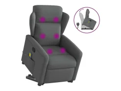 Poltrona elevatória de massagens tecido cinzento-escuro SHL403692