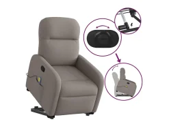 Poltrona elevatória de massagens tecido cinzento-acastanhado SHL710512