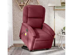Poltrona elevatória de massagens elétrica tecido vermelho tinto SHL76060