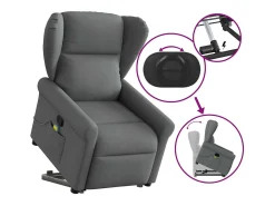 Poltrona elevatória de massagens tecido cinzento-escuro SHL389845