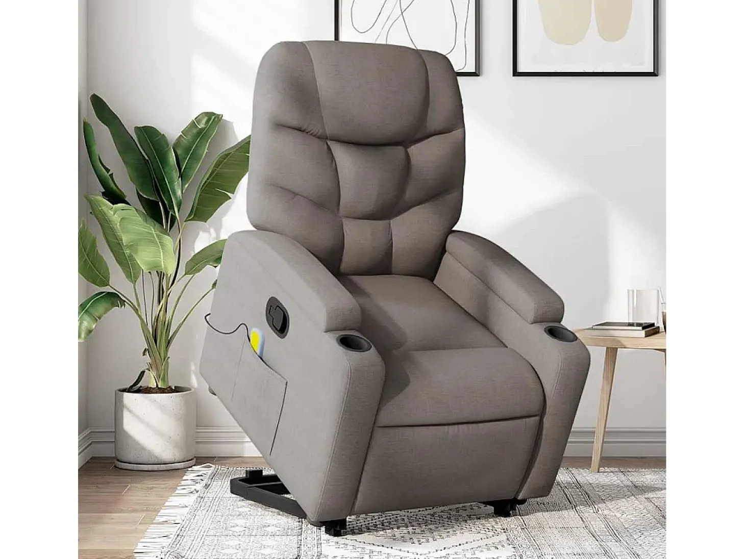Poltrona elevatória de massagens tecido cinzento-acastanhado SHL11419