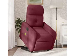 Poltrona elevatória de massagens elétrica tecido vermelho tinto SHL734471