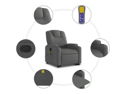 Poltrona elevatória de massagens tecido cinzento-escuro SHL195874