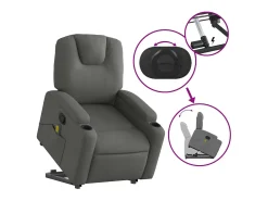 Poltrona elevatória de massagens tecido cinzento-escuro SHL195874