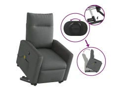Poltrona elevatória de massagens tecido cinzento-escuro SHL107547