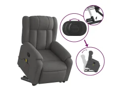 Poltrona elevatória de massagens tecido cinzento-escuro SHL194584