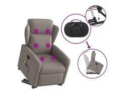 Poltrona elevatória de massagens tecido cinzento-acastanhado SHL806493